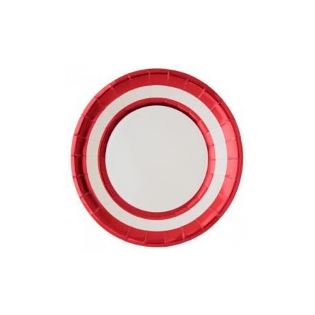 10 ASSIETTES METALISEES ROUGE EN CARTON 23 CM