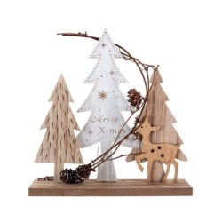 DECOR FORET NATURELLE BOIS RENNE ET SAPIN CUIVRE