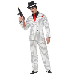 DEGUISEMENT COSTUME GANGSTER BLANC A RAYEUR TAILLE M 