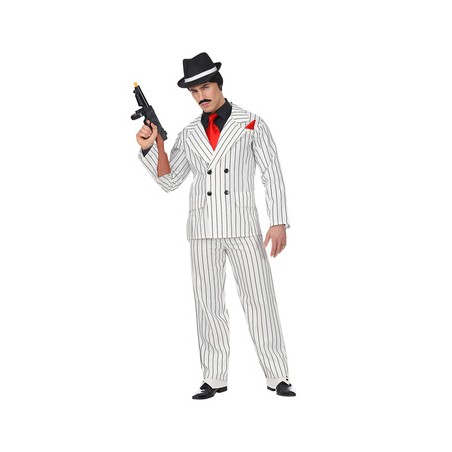 DEGUISEMENT COSTUME GANGSTER BLANC A RAYEUR TAILLE M 