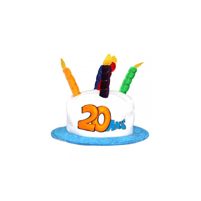 CHAPEAU GATEAU ANNIVERSAIRE 20 ANS 