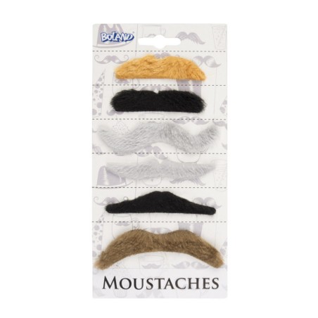 LOT 6 MOUSTACHES ADHESIVES ADULTES 