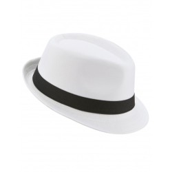 CHAPEAU BORSALINO BLANC BANDE NOIRE ADULTE 