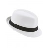 CHAPEAU BORSALINO BLANC BANDE NOIRE ADULTE 