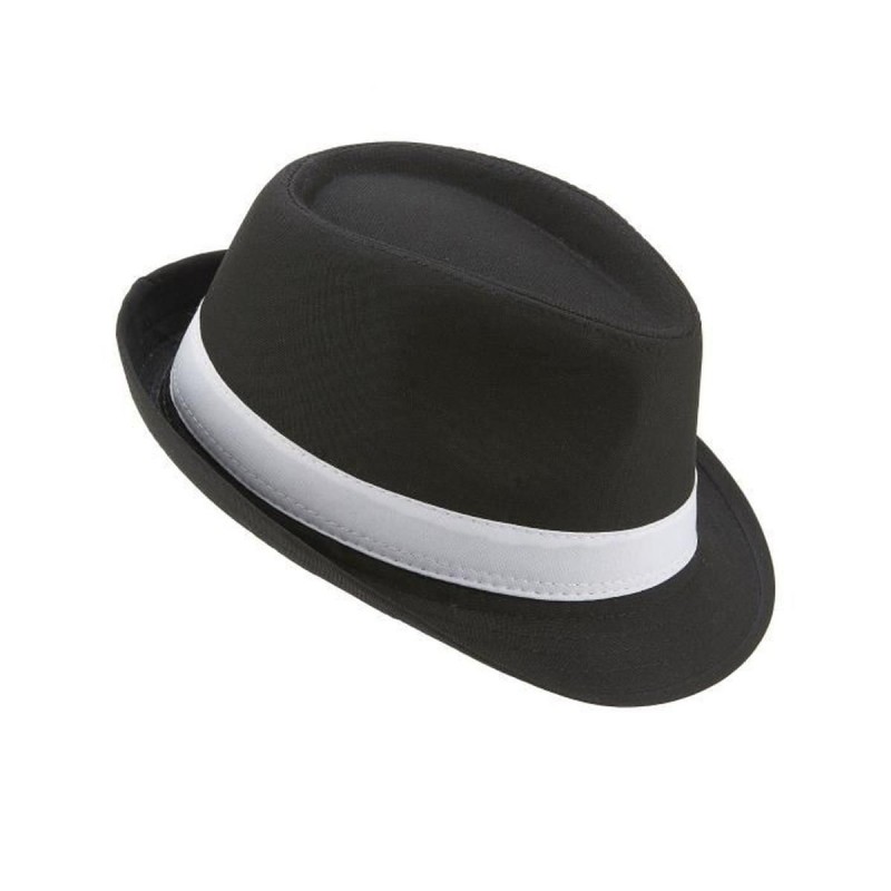 CHAPEAU BORSALINO NOIR BANDE BLANCHE ADULTE 