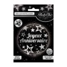 BALLON METALLIQUE JOYEUX ANNIVERSAIRE NOIR ET ARGENT