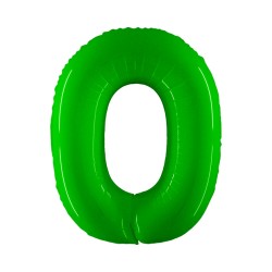 BALLON METALLIQUE  CHIFFRE 0 VERT FLUO 100 CM