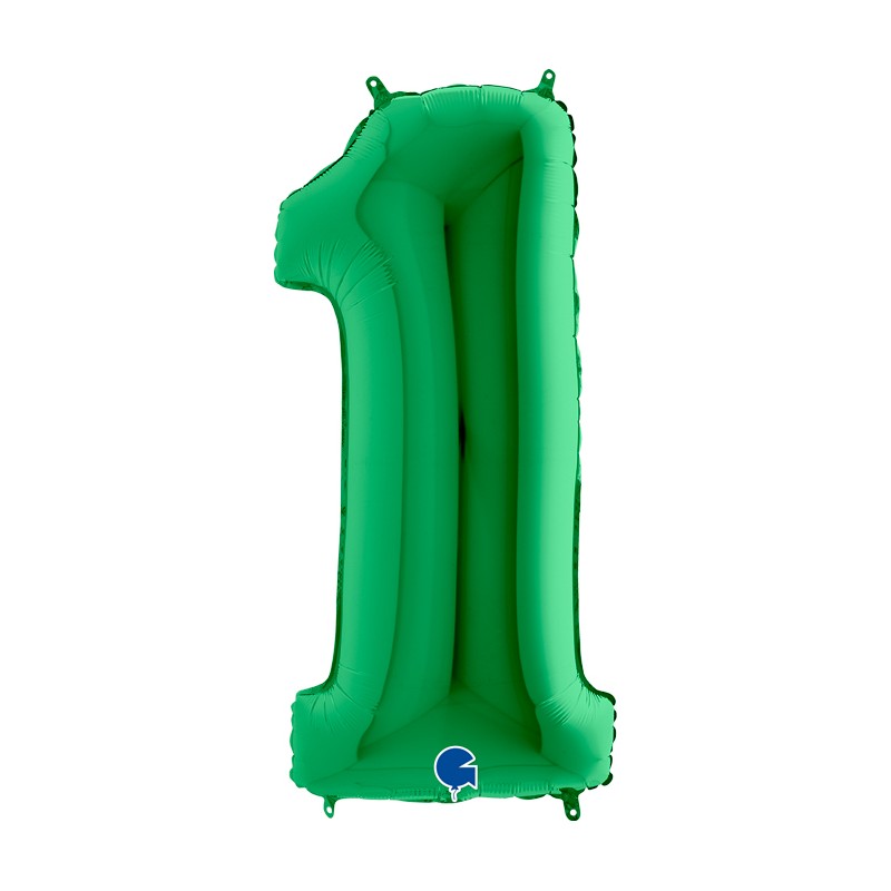 BALLON METALLIQUE CHIFFRE 1 VERT 100 CM