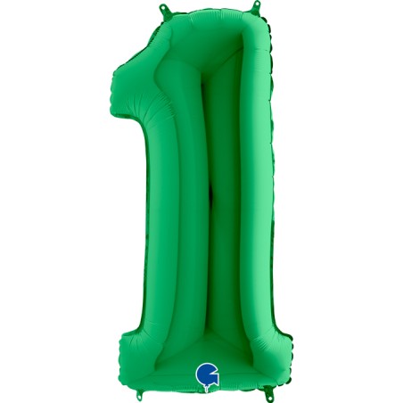 BALLON METALLIQUE CHIFFRE 1 VERT 100 CM