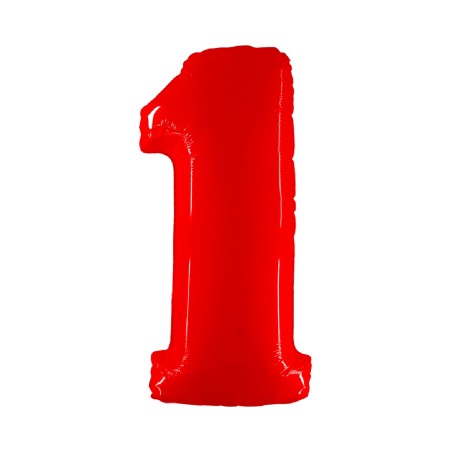 BALLON METALLIQUE CHIFFRE 1 ROUGE 100 CM