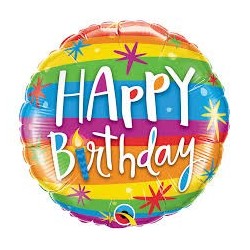BALLON METALLIQUE ROND HAPPY BIRTHDAY MULTICOLORE 46 CM