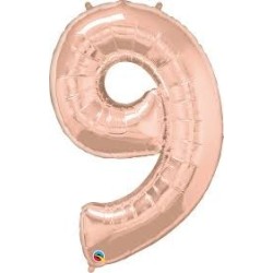 BALLON METALLIQUE CHIFFRE 9 ROSE GOLD 86 CM