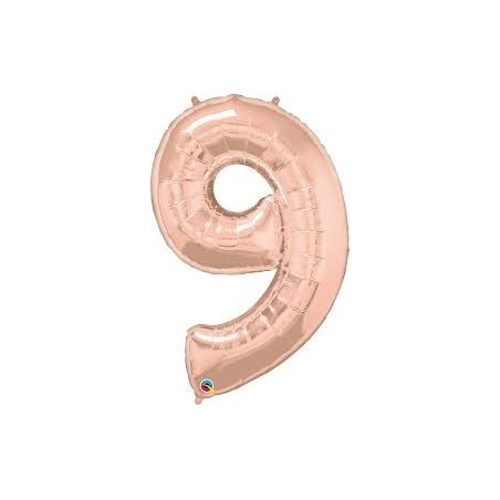 BALLON METALLIQUE CHIFFRE 9 ROSE GOLD 86 CM