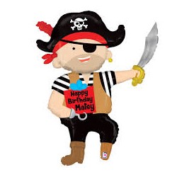 BALLON METALIQUE ANNIVERSAIRE PIRATE AVEC SABRE 112 CM 