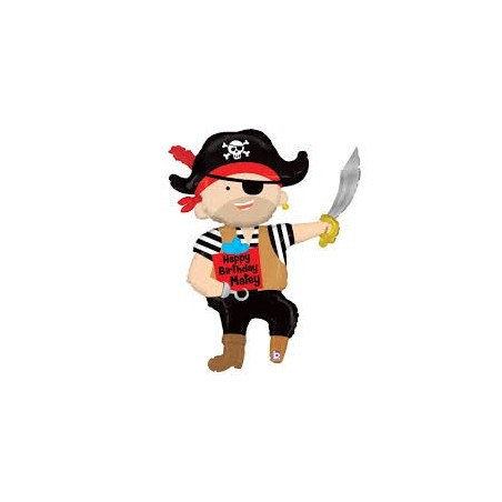 BALLON METALIQUE ANNIVERSAIRE PIRATE AVEC SABRE 112 CM 