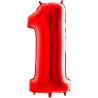 BALLON METALLIQUE CHIFFRE 1 ROUGE 66 CM