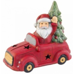 PERE NOEL DANS VOITURE ROUGE 