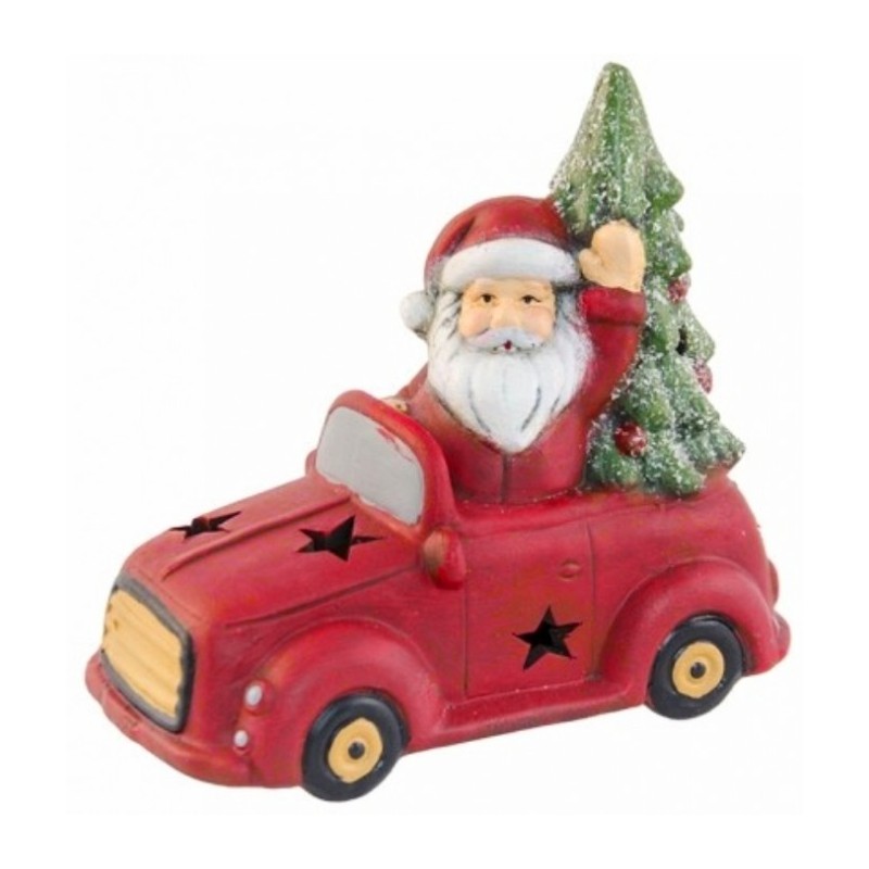 PERE NOEL DANS VOITURE ROUGE 