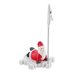 MARQUE PLACE OU PORTE PHOTO  PERE NOEL COUCHE SUR FLOCON 