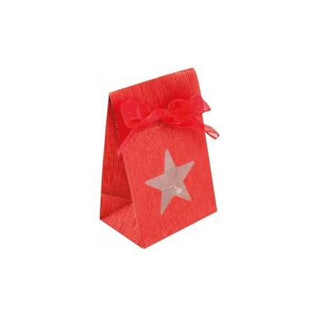 SACHET 4 SACS BRILLANTS ETOILE AVEC RUBAN ROUGE