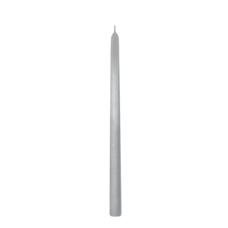 2 BOUGIES FLAMBEAU ARGENT METAL 30 CM 