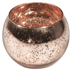 BOUGEOIR BOULE ROSE  GOLD METAL 10 CM X 8.5 CM
