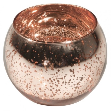 BOUGEOIR BOULE ROSE  GOLD METAL 10 CM X 8.5 CM
