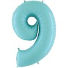 BALLON METALLIQUE CHIFFRE 9 BLEU PASTEL 66 CM