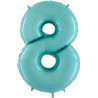 BALLON METALLIQUE CHIFFRE 8 BLEU PASTEL 66 CM