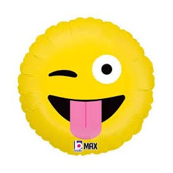 BALLON METALLIQUE EMOJI TIRE LA LANGUE  46CM