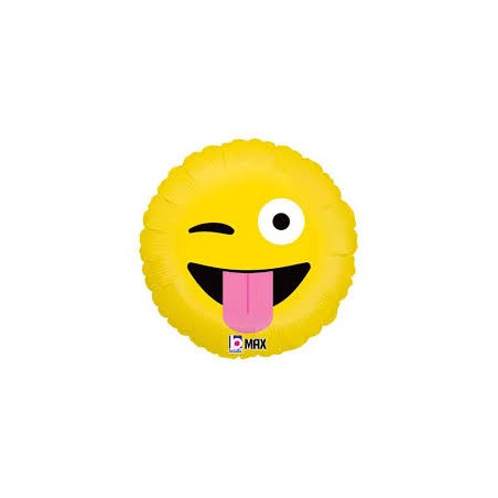 BALLON METALLIQUE EMOJI TIRE LA LANGUE  46CM