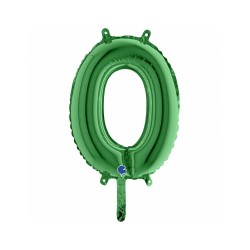 BALLON METALLIQUE CHIFFRE 0 VERT 35CM