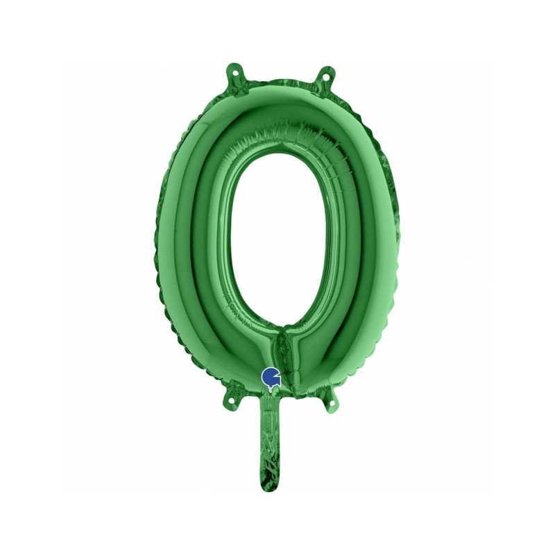 BALLON METALLIQUE CHIFFRE 0 VERT 35CM