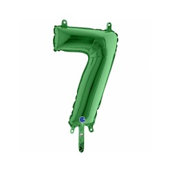 BALLON METALLIQUE CHIFFRE 7 VERT 35 CM