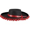 CHAPEAU ESPAGNOL NOIR AVEC POMPOM ROUGE  CHAPEAU ESPAGNOL NOIR AVEC POMPOM ROUGE