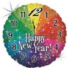 BALLON METALLIQUE HAPPY NEW YEAR HORLOGE 46CM HOLOGRAPHIC