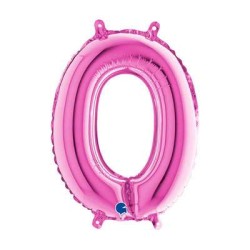 BALLON METALLIQUE CHIFFRE 0 FUSCHIA 35CM