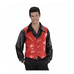 DEGUISEMENT GILET SEQUIN ROUGE TAILLE M