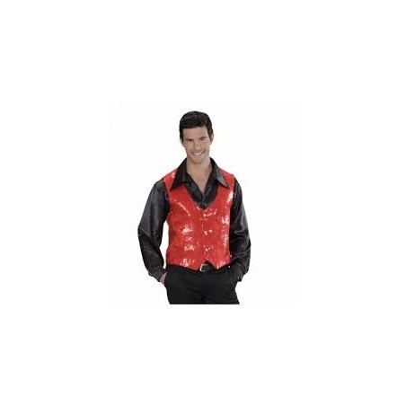 DEGUISEMENT GILET SEQUIN ROUGE TAILLE M