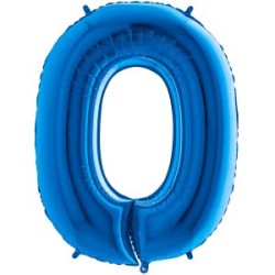 BALLON METALLIQUE CHIFFRE 0 BLEU 35 CM