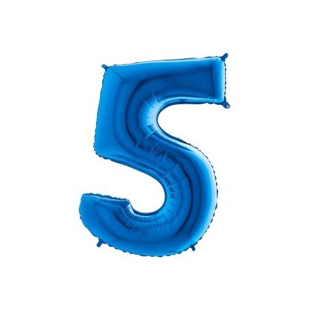 BALLON METALLIQUE CHIFFRE 5 BLEU 35 CM