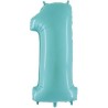 BALLON METALLIQUE CHIFFRE 1 BLEU PASTEL 35CM