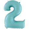 BALLON METALLIQUE CHIFFRE 2 BLEU PASTEL 35CM