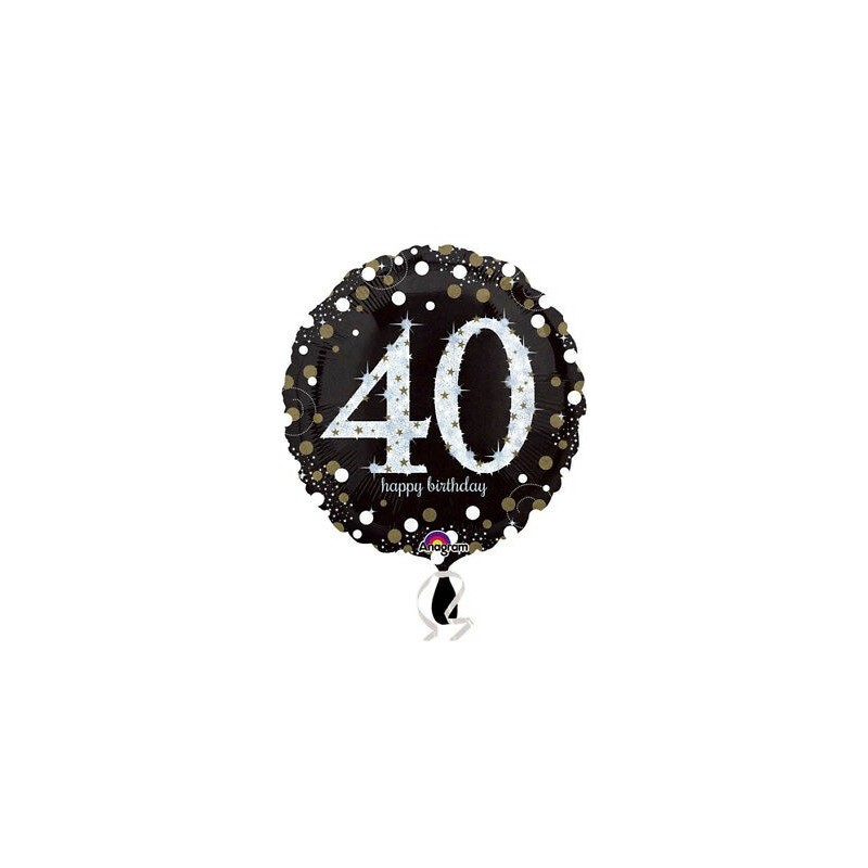 BALLON METALLIQUE 45CM HAPPY BIRTHDAY 40 NOIR OR HOLO BALLON METALLIQUE 45CM HAPPY BIRTHDAY 40 NOIR OR HOLO