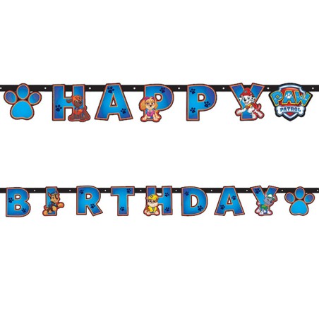 GUIRLANDE LETTRE EN PAPIER PAT PATROUILLE HAPPY BIRTHDAY 240 CM 