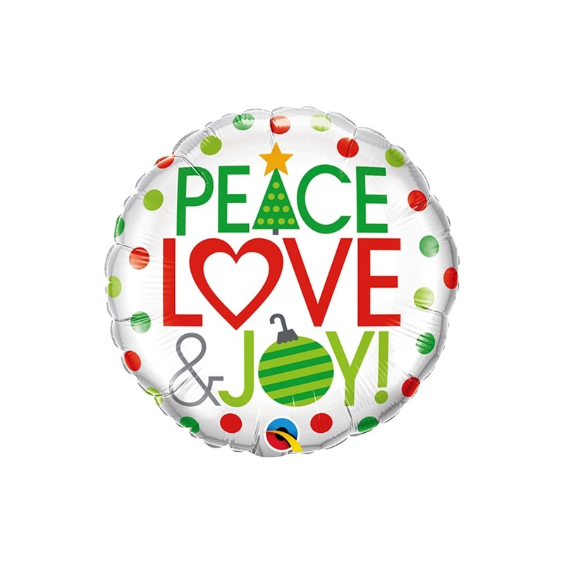 BALLON METALLIQUE 46 CM PEACE LOVE ET JOY