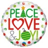 BALLON METALLIQUE 46 CM PEACE LOVE ET JOY