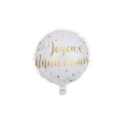 BALLON METALLIQUE ROND JOYEUX ANNIVERSAIRE