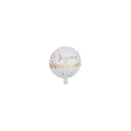 BALLON METALLIQUE ROND JOYEUX ANNIVERSAIRE