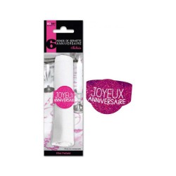 6X RONDS DE SERVIETTE JOYEUX ANNIVERSAIRE FUSCHIA